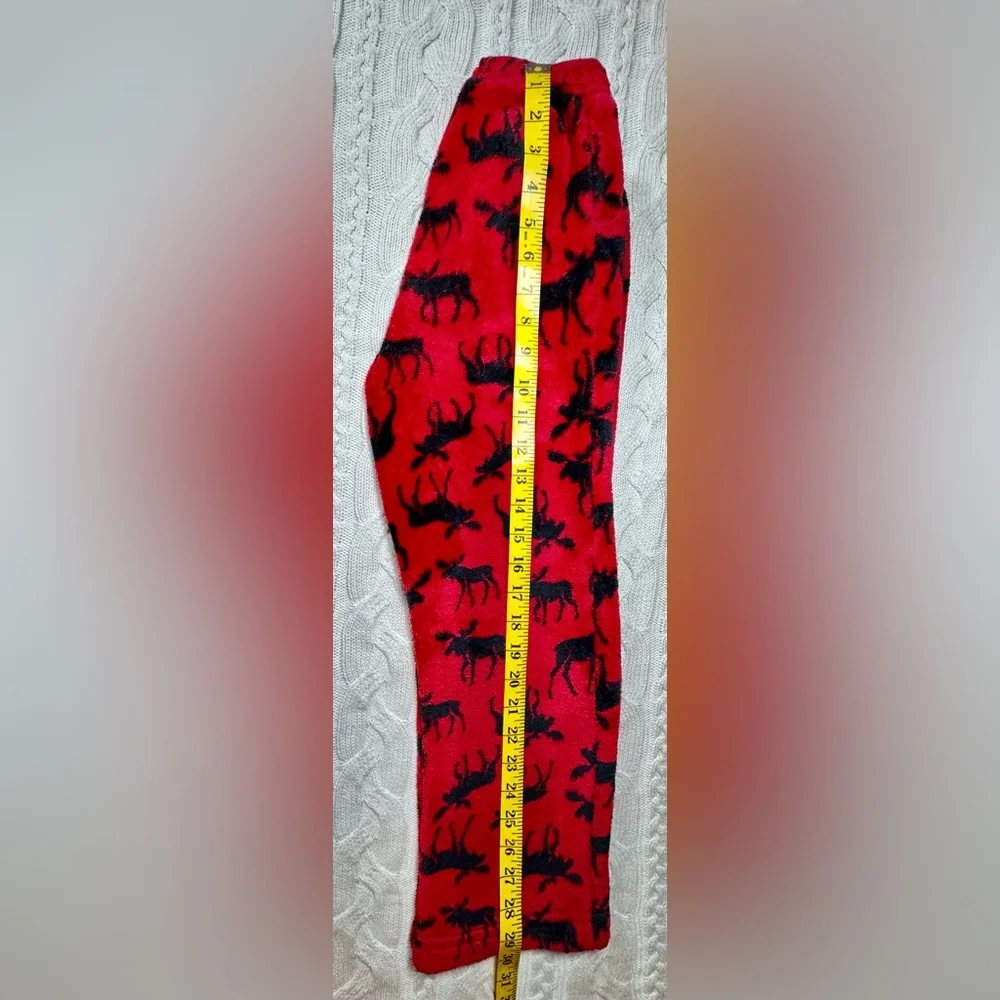 Red Moose Print Fluffy Pajama Pants #1037